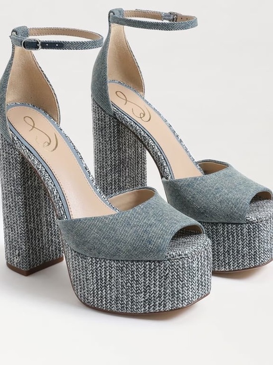 Sam Edelman Shoes - Sam Edelman Chunky Platform Ankle-Strap Sandals in Denim Blue Kori